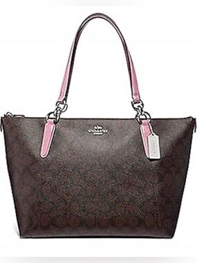 Coach Ava Monogram Tote in Brown and Dusty Rose